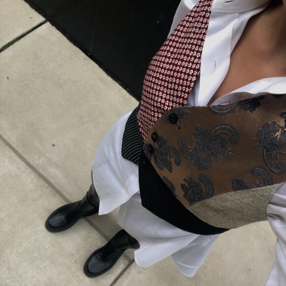 Vintage Velvet & Sheer Floral Strapless Mini Dress - Picture 2 of 7